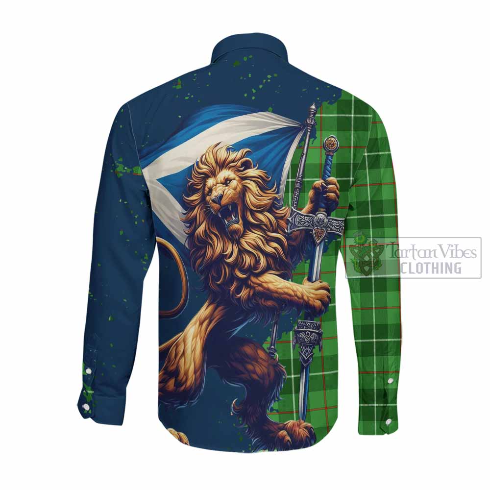 Boyle Tartan Family Crest Long Sleeve Button Shirt with Scottish Majestic Lion Men's Shirt - Tartan Vibes Clothing