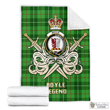 Boyle Tartan Blanket with Clan Crest and the Golden Sword of Courageous Legacy - Tartan Vibes Clothing