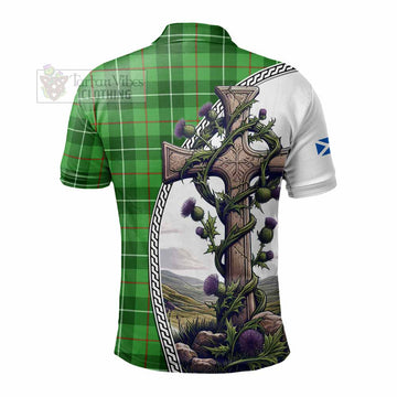 Boyle Tartan Polo Shirt with Family Crest and St. Andrew's Cross Accented by Thistle Vines - Tartan Vibes Clothing