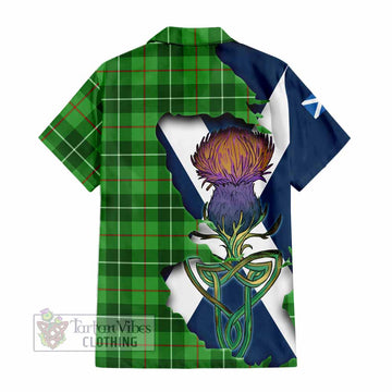 Tartan Vibes Clothing Boyle Tartan Family Crest Short Sleeve Button Shirt Scottish Thistle Celtic Inspired