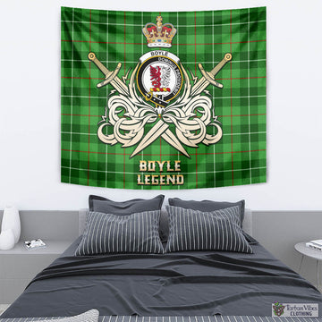 Boyle Tartan Tapestry with Clan Crest and the Golden Sword of Courageous Legacy - Tartan Vibes Clothing