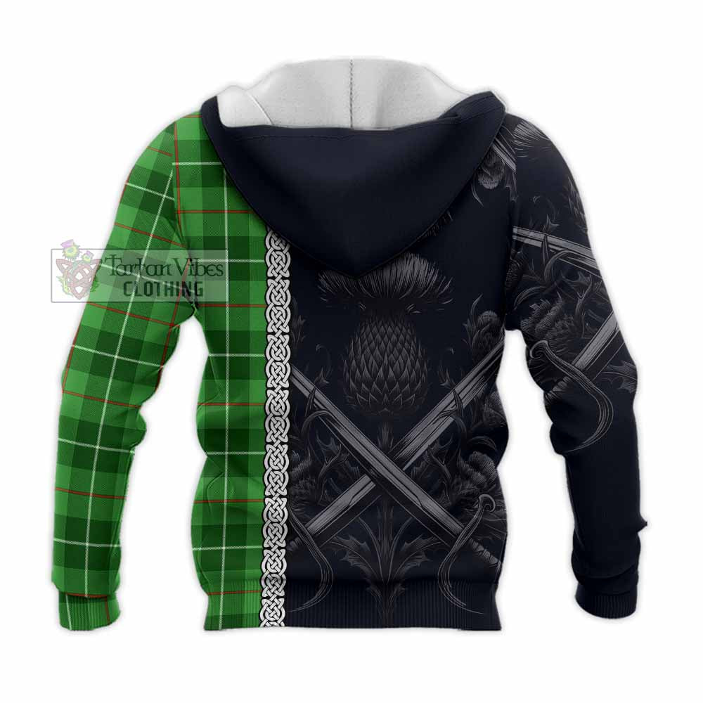 Boyle Tartan Knitted Hoodie with Family Crest Cross Sword Thistle Celtic Vibes - Tartan Vibes Clothing