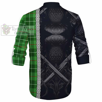Boyle Tartan Ghillie Kilt Shirt with Family Crest Cross Sword Thistle Celtic Vibes - Tartan Vibes Clothing