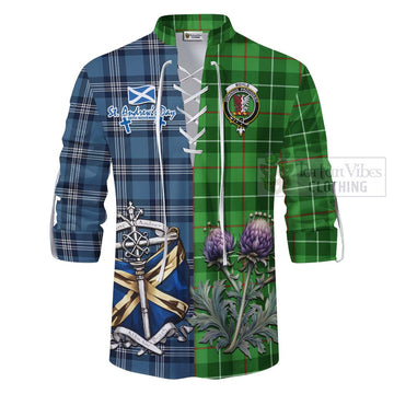 Boyle Tartan Ghillie Kilt Shirt Happy St. Andrew's Day Half Tartan Style - Tartan Vibes Clothing