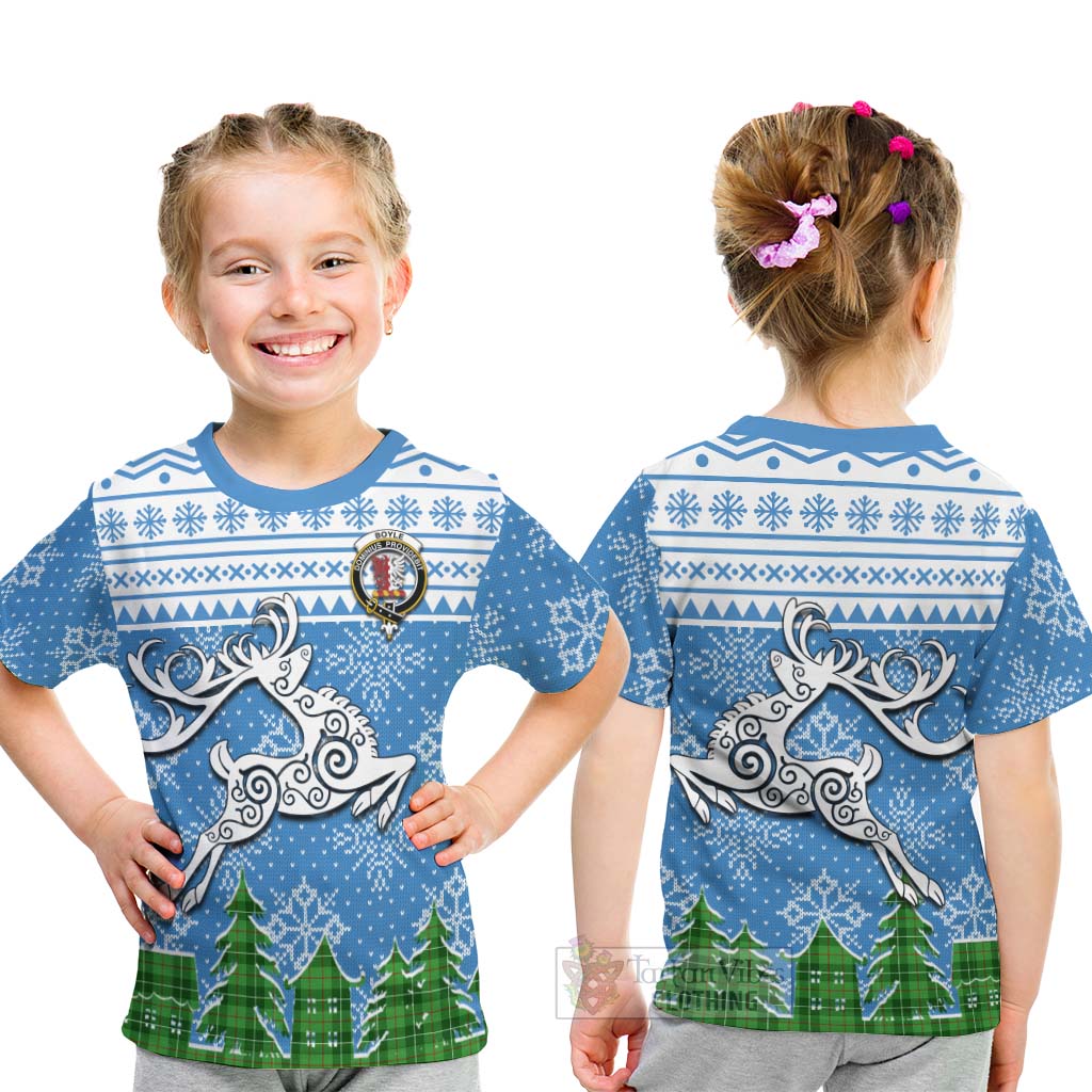 Boyle Clan Christmas Kid T-Shirt Celtic Reindeer Style - Tartan Vibes Clothing