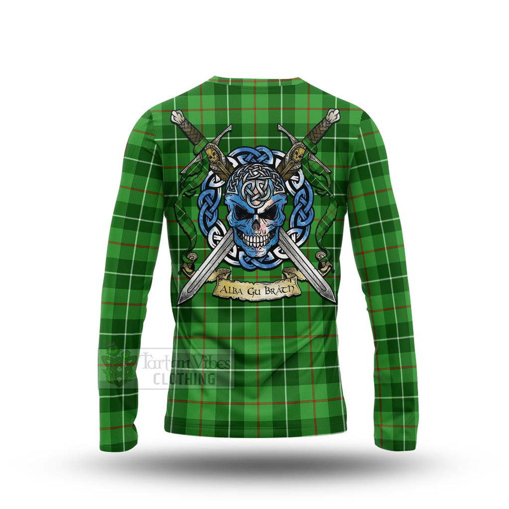 Boyle Tartan Long Sleeve T-Shirt with Family Crest Celtic Skull Style - Tartan Vibes Clothing