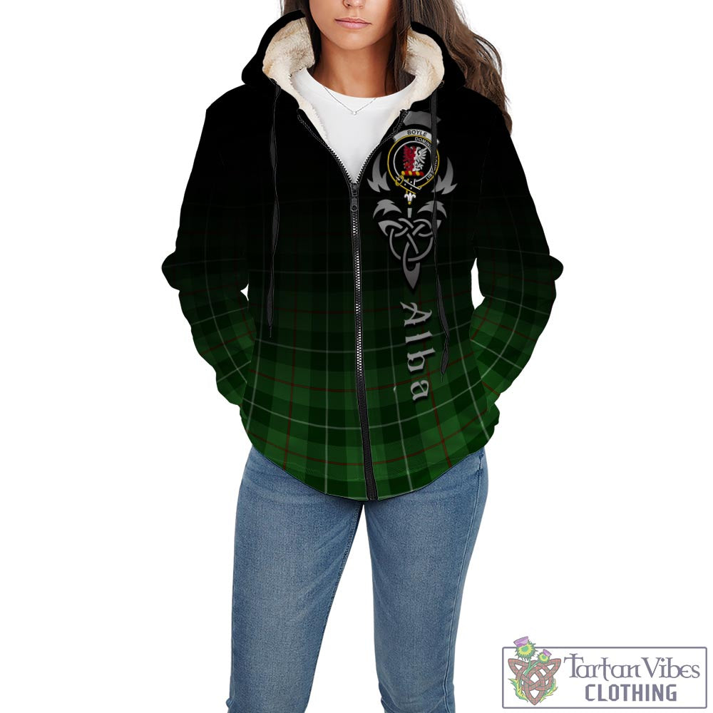 Boyle Tartan Sherpa Hoodie Featuring Alba Gu Brath Family Crest Celtic Inspired - Tartan Vibes Clothing