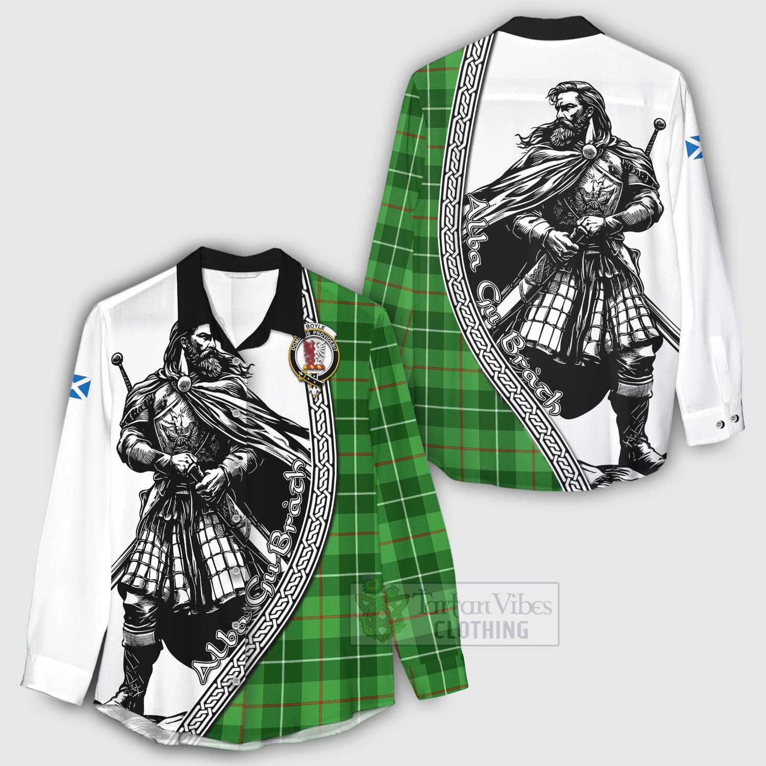 Boyle Tartan Clan Crest Women's Casual Shirt with Highlander Warrior Celtic Style - Tartan Vibes Clothing