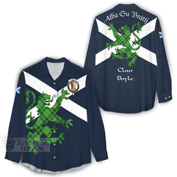 Boyle Tartan Lion Rampant Women's Casual Shirt Proudly Display Your Heritage with Alba Gu Brath and Clan Name - Tartan Vibes Clothing