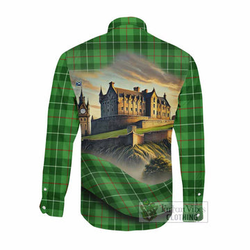 Tartan Vibes Clothing Boyle Tartan Family Crest Long Sleeve Button Shirt with Scottish Ancient Castle Style