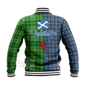 Boyle Tartan Baseball Jacket Happy St. Andrew's Day Half Tartan Style - Tartan Vibes Clothing