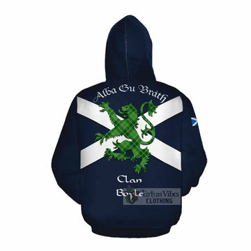 Boyle Tartan Lion Rampant Cotton Hoodie Proudly Display Your Heritage with Alba Gu Brath and Clan Name Pullover Hoodie - Tartan Vibes Clothing