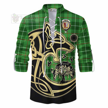 Boyle Tartan Ghillie Kilt Shirt with Family Crest Celtic Wolf Style - Tartan Vibes Clothing