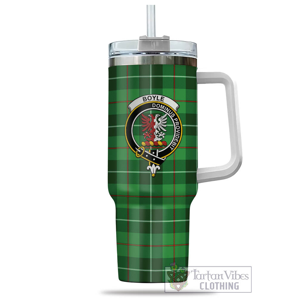 Boyle Tartan Tumbler with Handle with Family Crest - Tartan Vibes Clothing