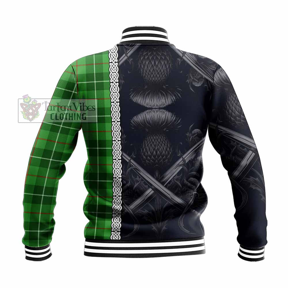 Boyle Tartan Baseball Jacket with Family Crest Cross Sword Thistle Celtic Vibes - Tartan Vibes Clothing