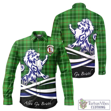 Boyle Tartan Long Sleeve Button Up Shirt with Alba Gu Brath Regal Lion Emblem - Tartan Vibes Clothing