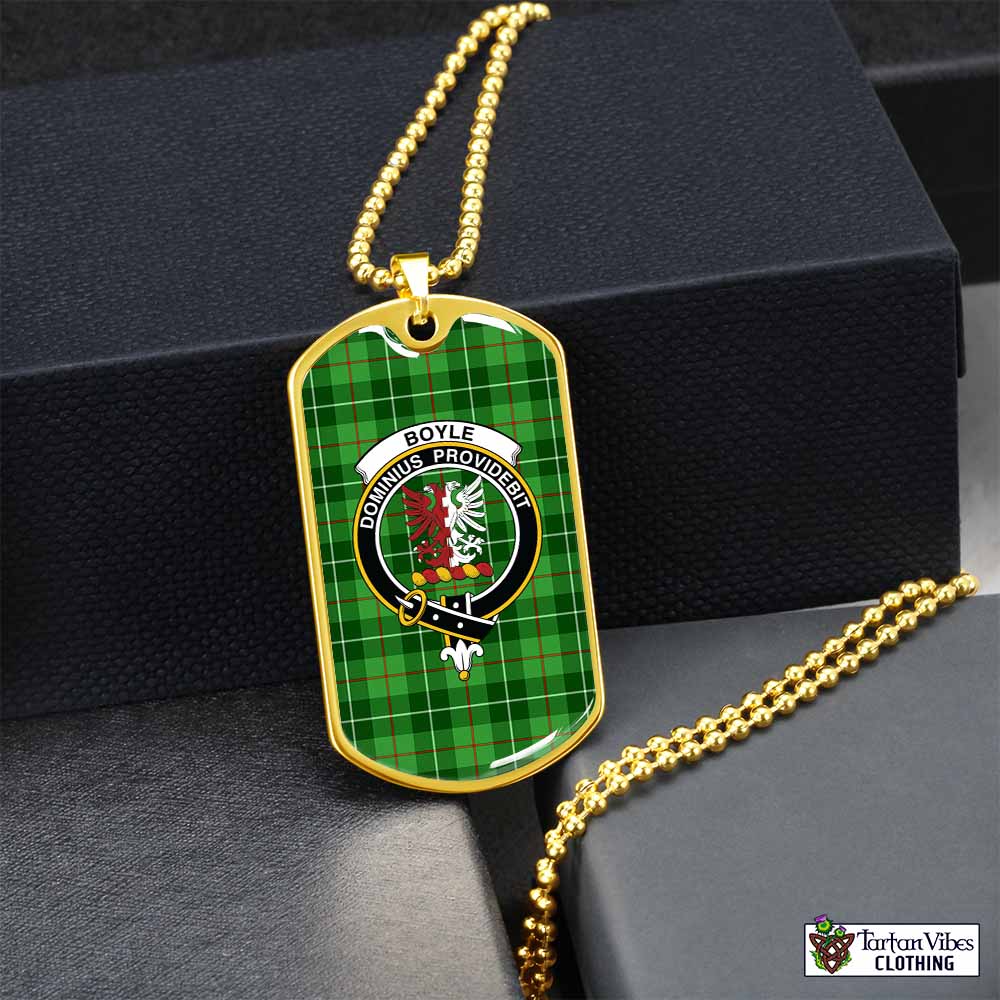 Boyle Tartan Dog Tag Necklace with Family Crest Gold No - Tartan Vibes Clothing