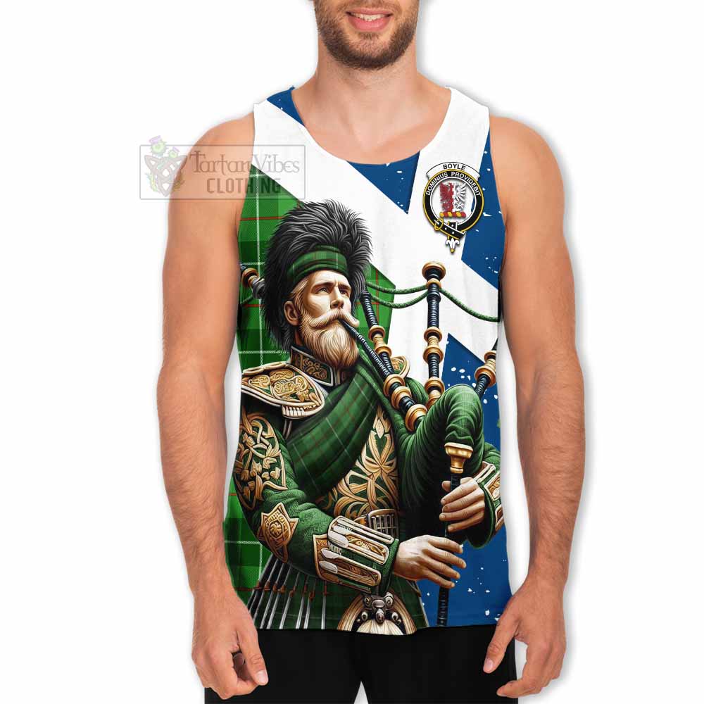 Boyle Tartan Men's Tank Top with Family Crest Scottish Bagpiper Vibes - Tartan Vibes Clothing