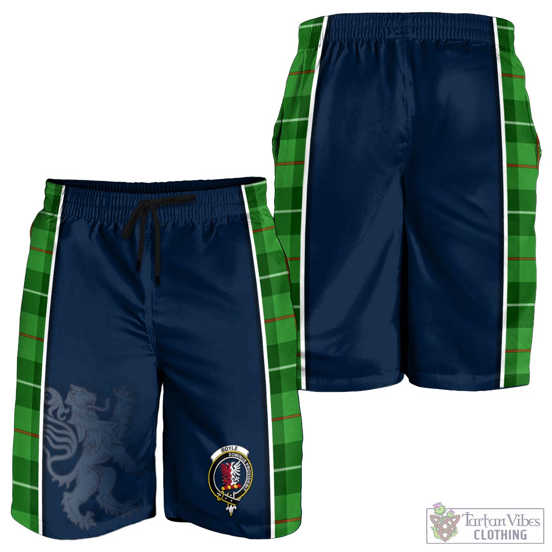 Tartan Vibes Clothing Boyle Tartan Men's Shorts with Family Crest and Lion Rampant Vibes Sport Style
