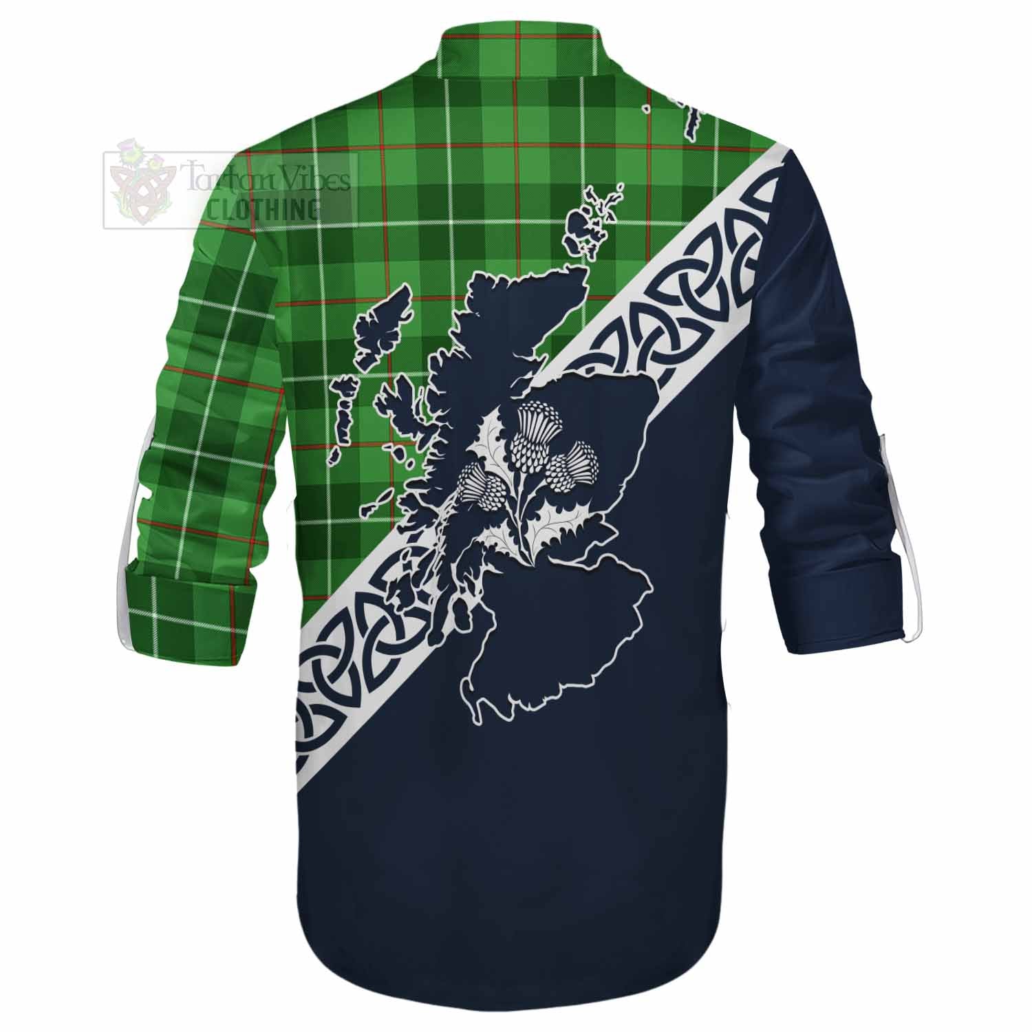 Boyle Tartan Ghillie Kilt Shirt Featuring Thistle and Scotland Map - Tartan Vibes Clothing