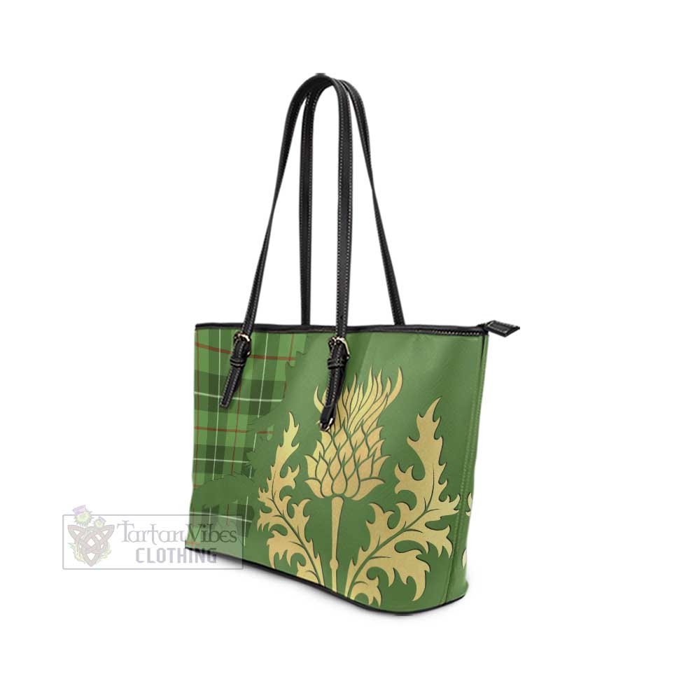 Boyle Tartan Leather Tote Bag Gold Thistle Style - Tartan Vibes Clothing