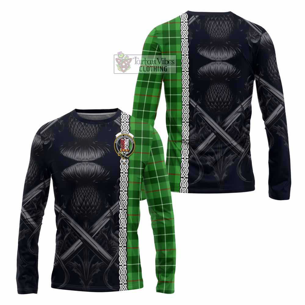 Boyle Tartan Long Sleeve T-Shirt with Family Crest Cross Sword Thistle Celtic Vibes - Tartan Vibes Clothing