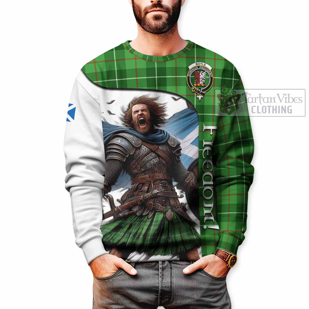 Boyle Crest Tartan Sweatshirt Inspired by the Freedom of Scottish Warrior - Tartan Vibes Clothing
