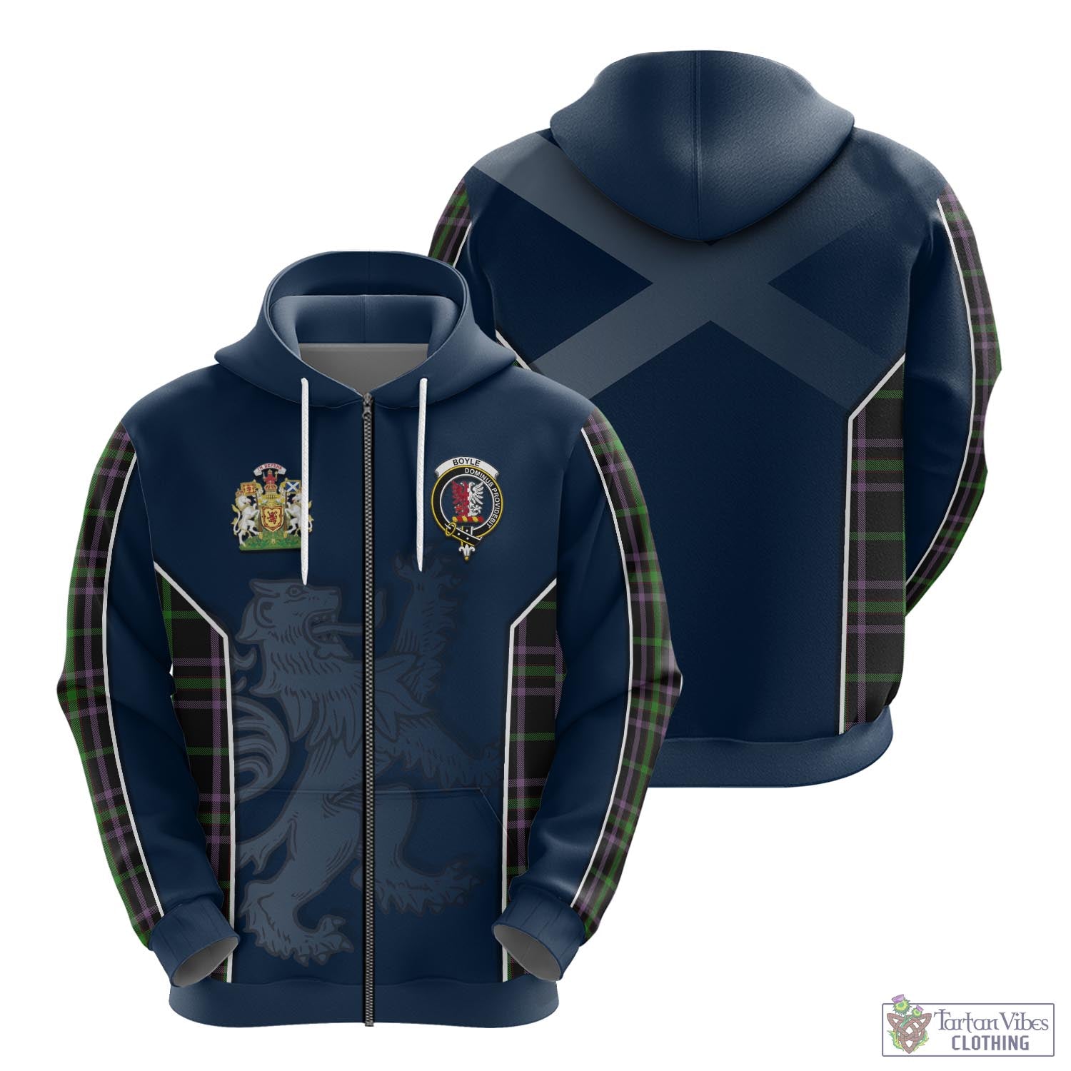 Boyle (Owen Boyle) Tartan Hoodie with Family Crest and Lion Rampant Vibes Sport Style - Tartan Vibes Clothing