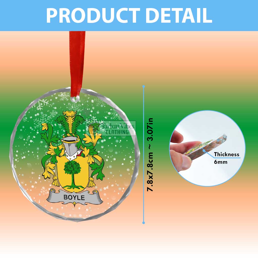 Boyle Irish Clan Christmas Glass Ornament with Coat of Arms - 2D-tartanvibesclothing