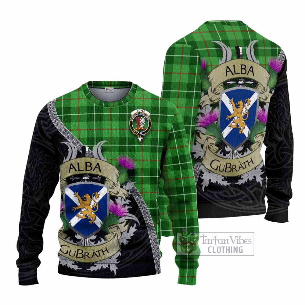 Boyle Tartan Family Crest Knitted Sweater Lion Rampant Royal Thistle Shield Celtic Inspired - Tartan Vibes Clothing