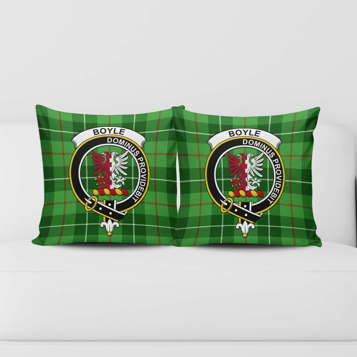 Boyle Tartan Pillow Cover with Family Crest - Tartan Vibes Clothing
