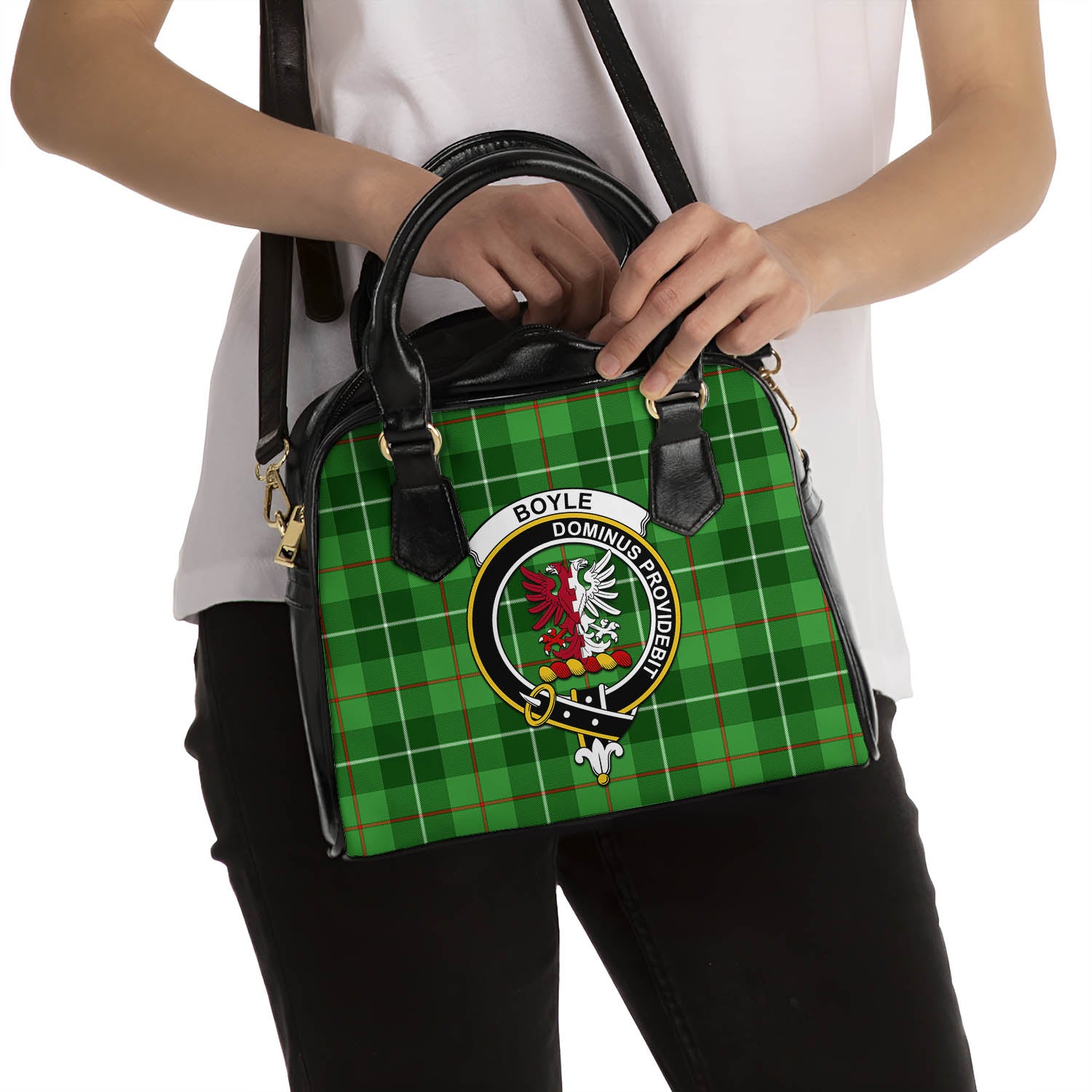 Boyle Tartan Shoulder Handbags with Family Crest - Tartan Vibes Clothing
