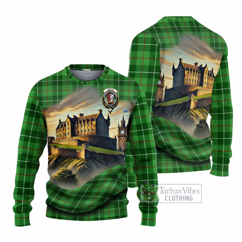 Boyle Tartan Family Crest Knitted Sweater with Scottish Ancient Castle Style - Tartan Vibes Clothing