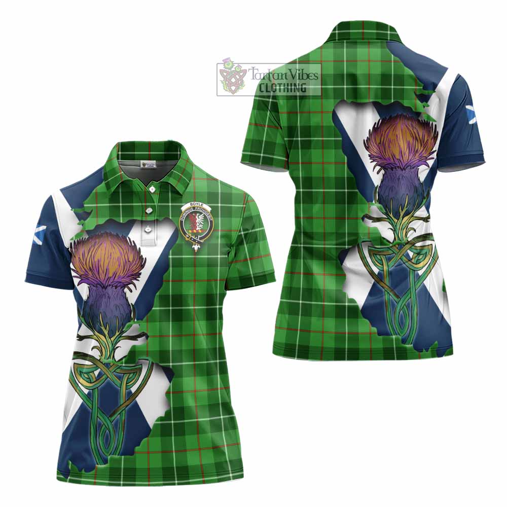Tartan Vibes Clothing Boyle Tartan Family Crest Women's Polo Shirt Scottish Thistle Celtic Inspired