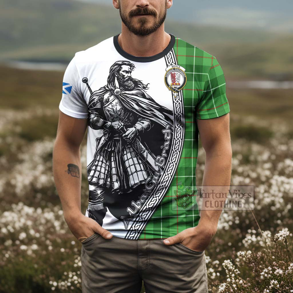 Boyle Tartan Clan Crest T-Shirt with Highlander Warrior Celtic Style - Tartan Vibes Clothing