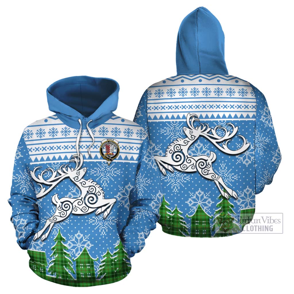 Boyle Clan Christmas Cotton Hoodie Celtic Reindeer Style Zip Hoodie - Tartan Vibes Clothing