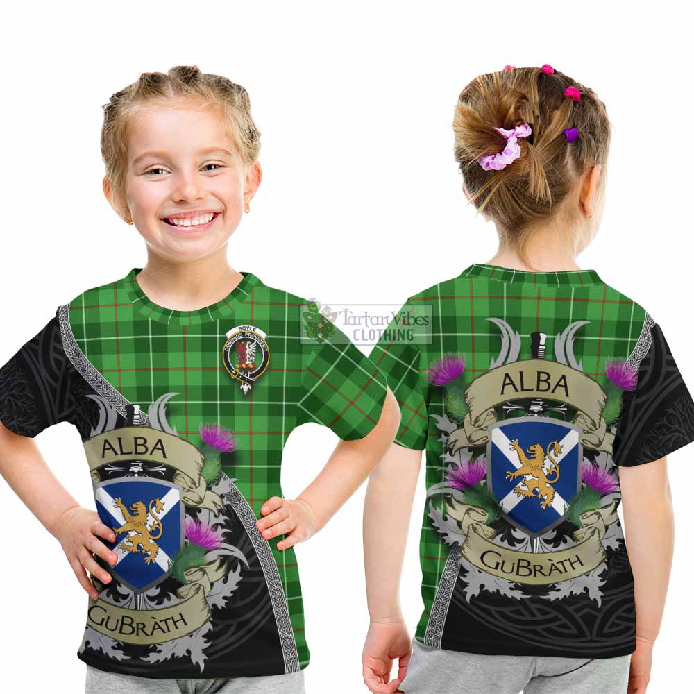 Boyle Tartan Family Crest Kid T-Shirt Lion Rampant Royal Thistle Shield Celtic Inspired - Tartan Vibes Clothing