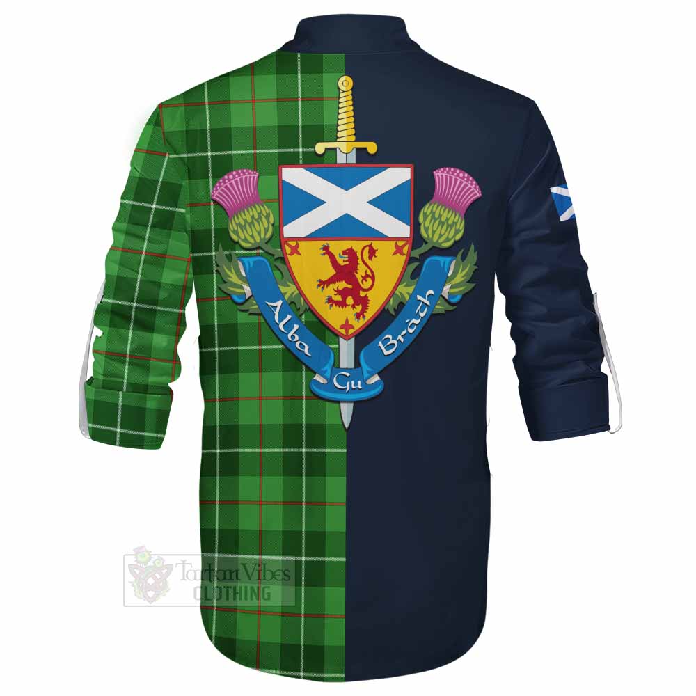Boyle Tartan Ghillie Kilt Shirt Alba with Scottish Lion Royal Arm Half Style - Tartan Vibes Clothing