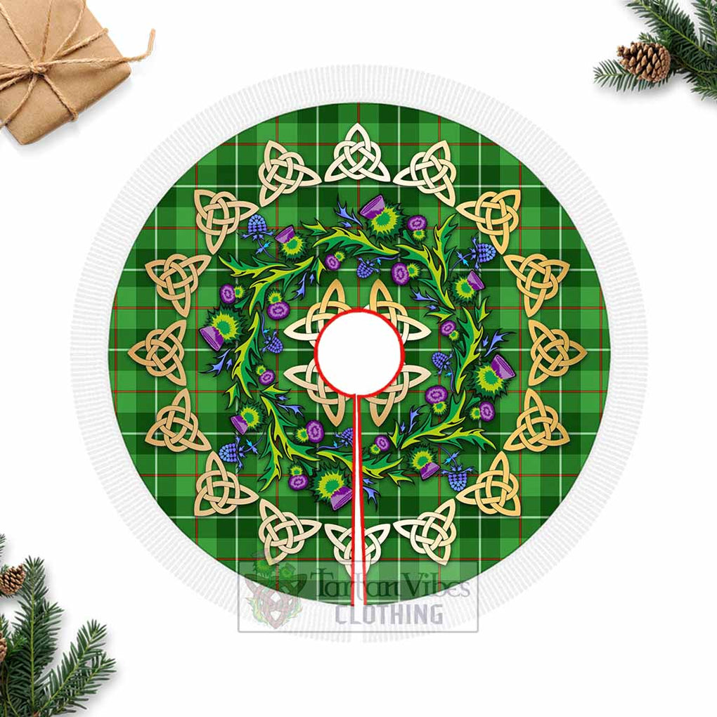 Boyle Tartan Christmas Tree Skirt with Thistle Celtic Knot Style Fringed Tree Skirts - Tartan Vibes Clothing
