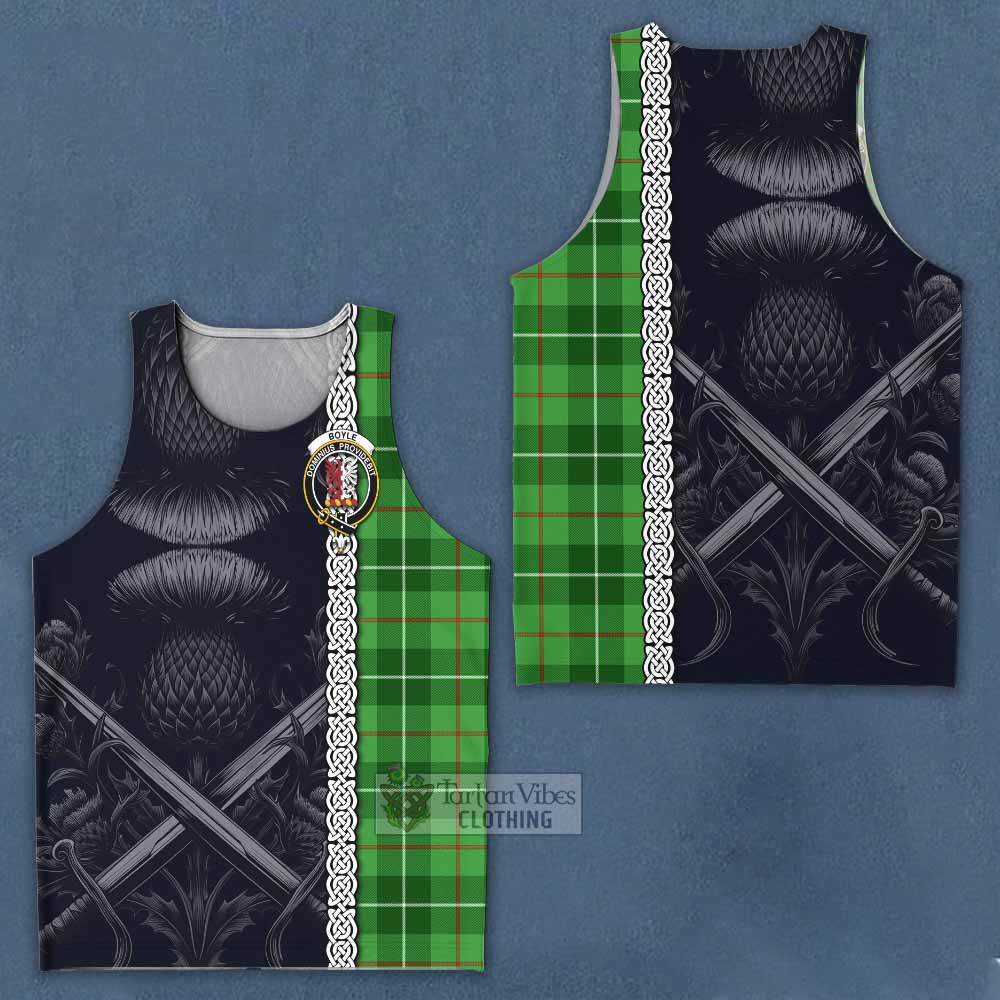 Boyle Tartan Men's Tank Top with Family Crest Cross Sword Thistle Celtic Vibes - Tartan Vibes Clothing