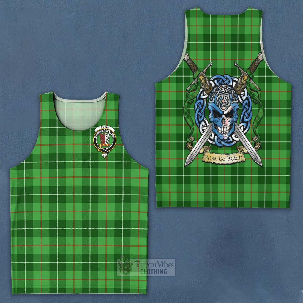 Boyle Tartan Men's Tank Top with Family Crest Celtic Skull Style - Tartan Vibes Clothing
