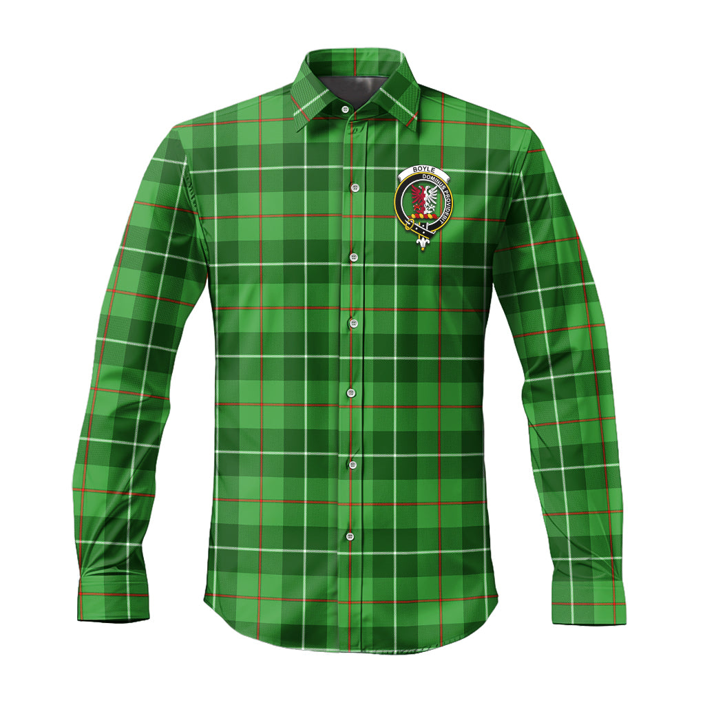 Boyle Tartan Long Sleeve Button Up Shirt with Family Crest Men's Shirt - Tartan Vibes Clothing
