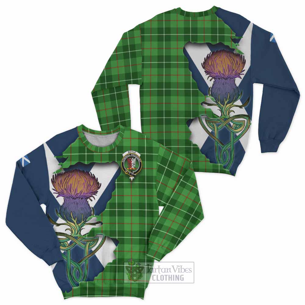 Tartan Vibes Clothing Boyle Tartan Family Crest Sweatshirt Scottish Thistle Celtic Inspired