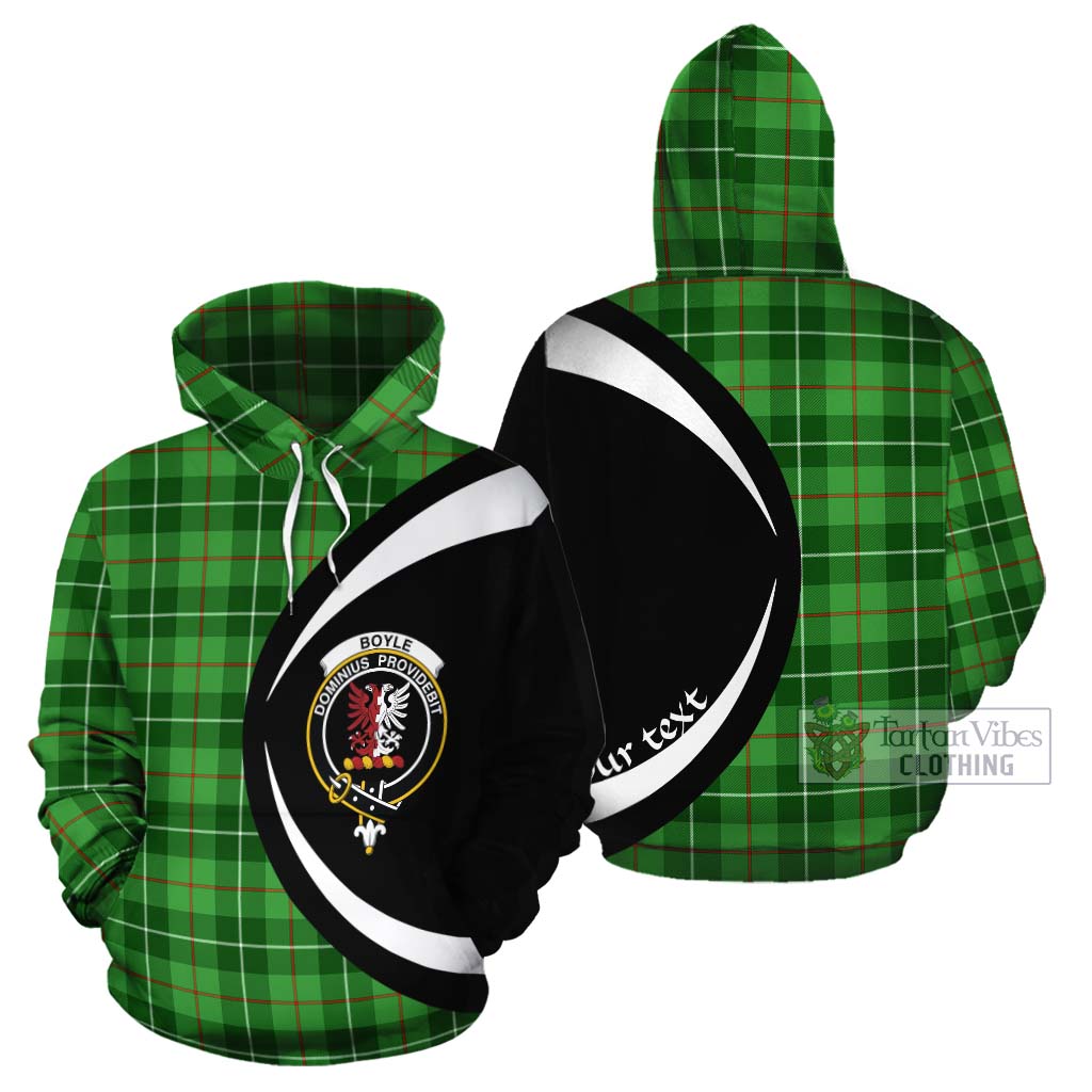 Boyle Tartan Cotton Hoodie with Family Crest Circle Style Zip Hoodie - Tartan Vibes Clothing