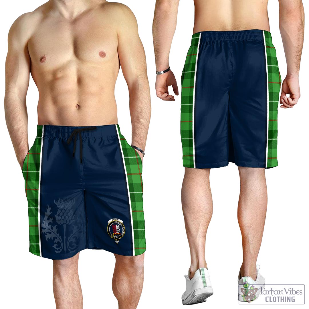 Tartan Vibes Clothing Boyle Tartan Men's Shorts with Family Crest and Scottish Thistle Vibes Sport Style