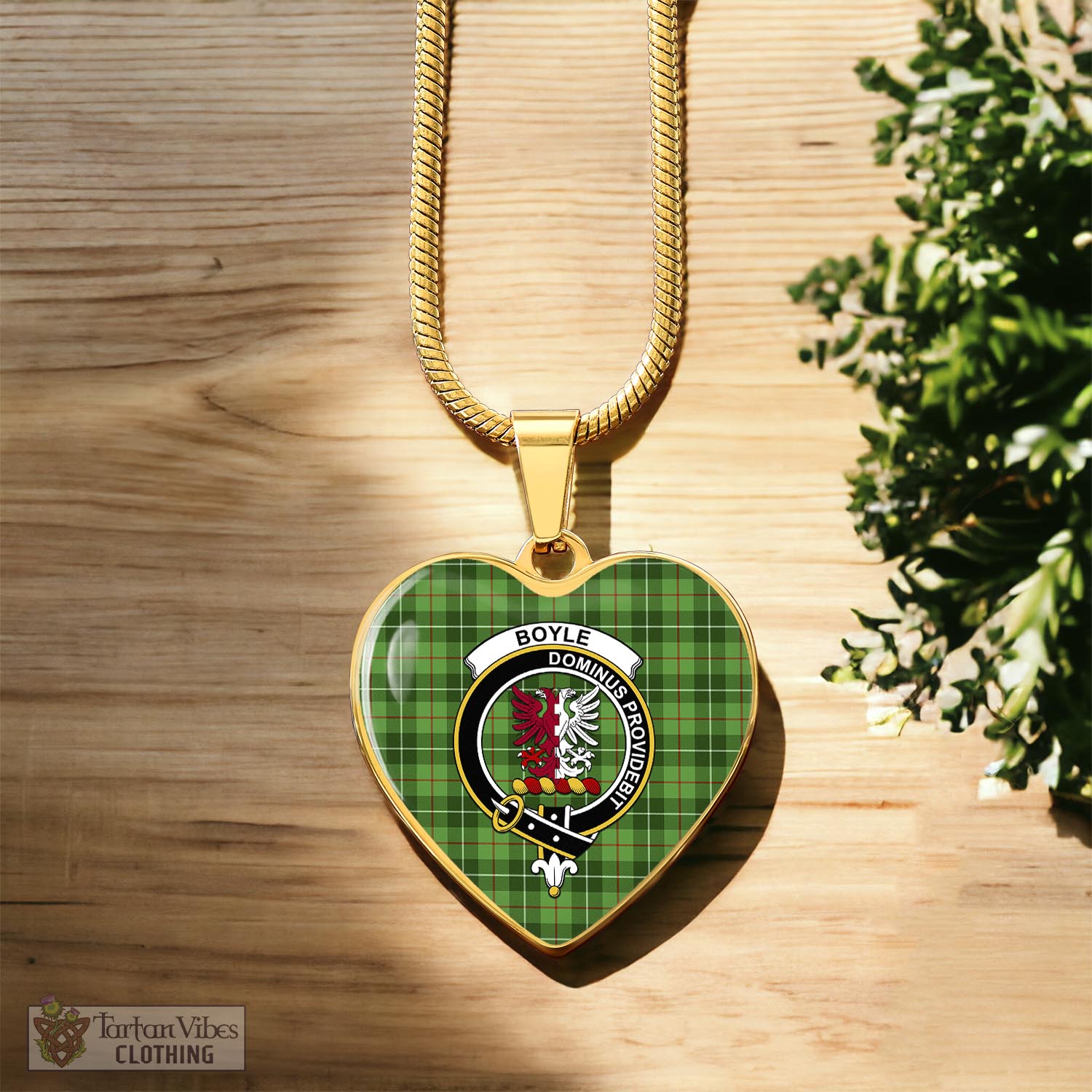 Boyle Tartan Heart Necklace with Family Crest Luxury Necklace (Gold) No - Tartan Vibes Clothing