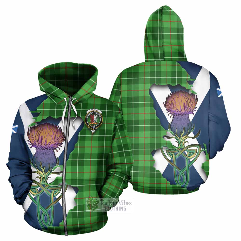Tartan Vibes Clothing Boyle Tartan Family Crest Hoodie Scottish Thistle Celtic Inspired