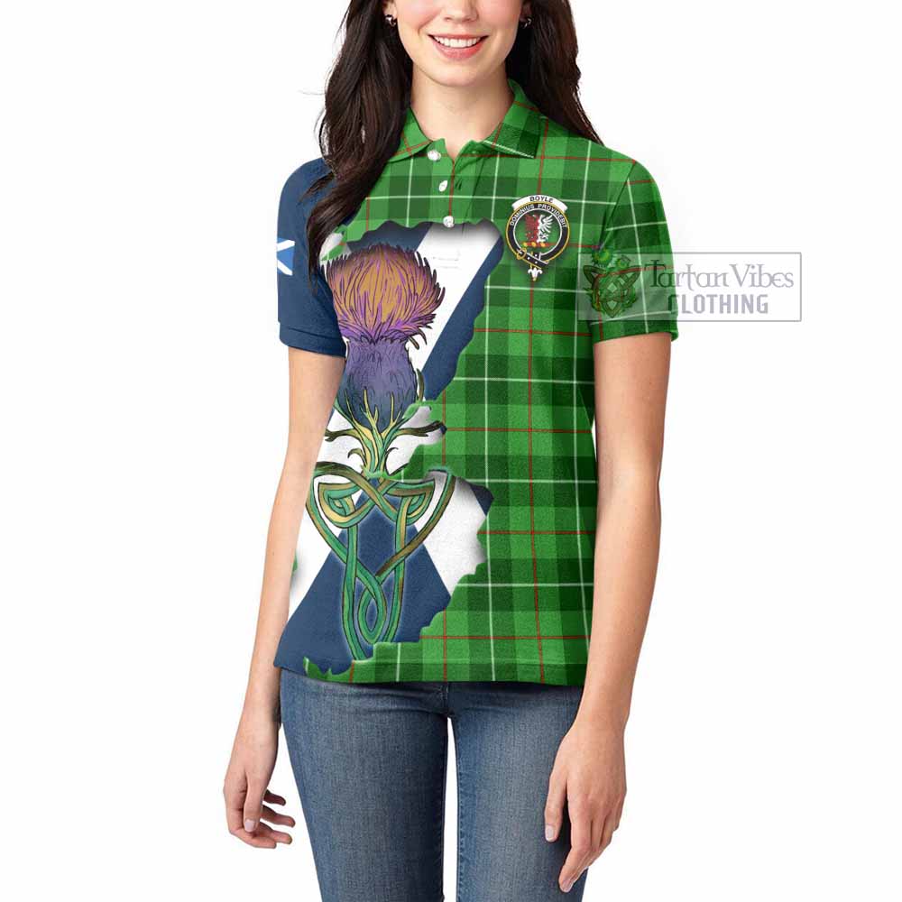 Tartan Vibes Clothing Boyle Tartan Family Crest Women's Polo Shirt Scottish Thistle Celtic Inspired