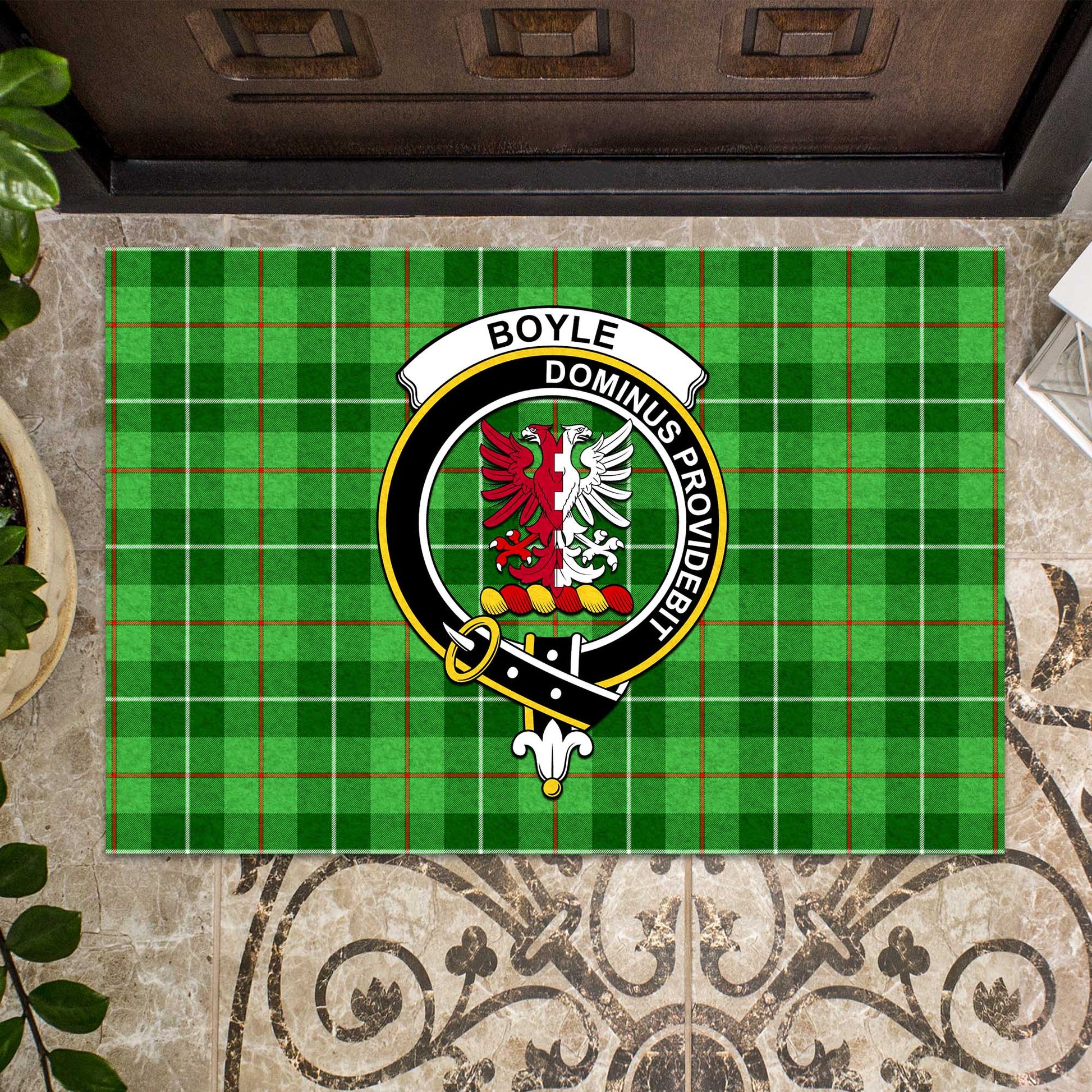 Boyle Tartan Rubber Doormat with Family Crest - Tartan Vibes Clothing