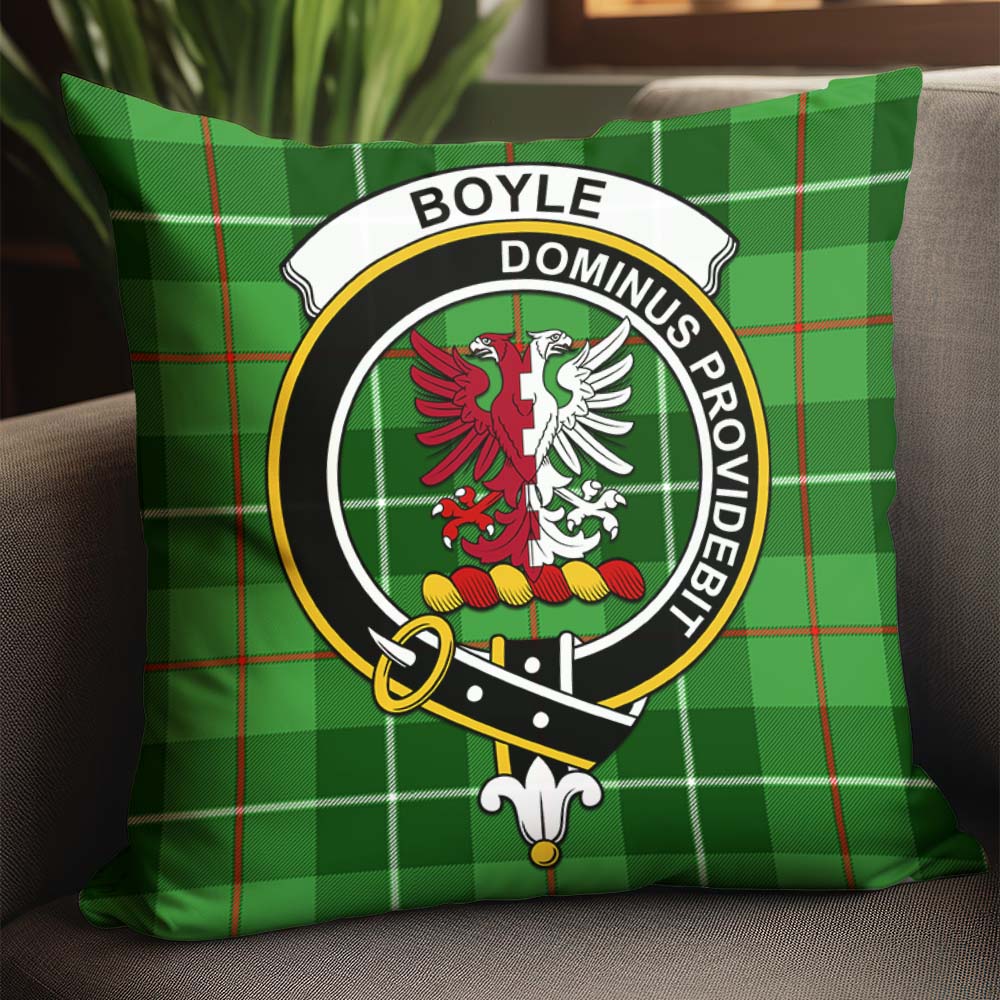 Boyle Tartan Pillow Cover with Family Crest - Tartan Vibes Clothing